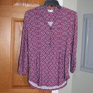 Westport Women's Long Sleeve Purple Patterned Blouse Top - Size Small